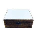 Grande bo�te en bois verni en c�ramique - 20x15x7, 5cm - blanc - vendu par 1
