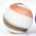 La grande prairie - lampe boule galaxie led orange verre 29x29x29cm