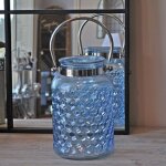 La grande prairie - grande lanterne verre bleu 29x18cm