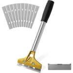 Grattoir plaque vitroc�ramique induction 30cm 10 lames acier carbone, grattoir vitre plancha long manche ...