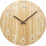 Green mobility - horloge murale ronde vintage en bois de 30, 5 cm, silencieuse sans tique, aliment�e ...