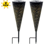 Green mobility - lampe solaire � gazon, lampadaire, lampe de projection d�corative de cour en m�tal creux ...