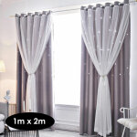 Green mobility - rideau en etoile creuse, tissu de rideau occultant complet en fil double couche de dentelle, ...