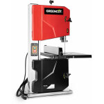 Greencut - scie  ruban, puissant moteur de 250w 1400rpm, vitesse 960m / min, table basculante de 45, ...