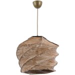 Greenice - lustre en bois imitation bambou camel - 32x32 cm, hauteur totale 65 cm, type de douille e27, ...