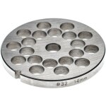 Grille taille 32 pour hachoir  viande - diamtre des trous 14mm, trou central 13, 4mm, acier inoxydable ...