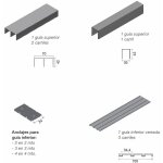 Kit de guidage atlantico 3 rails argent 2mts
