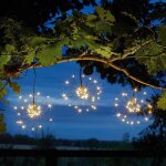 Guirlande 3 lampions solaires d�coratifs pluie d'etoiles