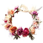 Deesse shop - guirlande florale de mariage couronne de demoiselle d'honneur coiffe florale rose avec ...