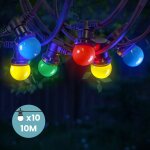 Guirlande guinguette 10m multicolore ip65 - guirlande electrique extrieure 10 bulbes bleu rouge jaune ...