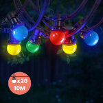 Guirlande guinguette 10m multicolore ip65 - guirlande lumineuse ext�rieur 20 ampoules e27 multicolore ...