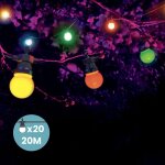 Guirlande guinguette 20m multicolore - guirlande lumineuse exterieure led blanc chaud 20 bulbes - guirlande ...