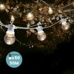 Guirlande guinguette 50m cable blanc - lampe guinguette extrieur 50 bulbes transparents - guirlande ...