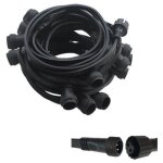 Guirlande guinguette ext�rieur ip65 10m 20 douilles e27 c�ble plat noir connectable professionnelle