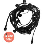 Guirlande guinguette ip65 10m noire raccordable - guirlande lumineuse pour ampoule e27 20 douilles - ...