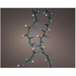 Guirlande led compact clignotant couleurs blanc, bleu et turquoise 750l cable vert 21m