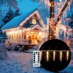 Guirlande lumineuse 40 / 80 led 10, 4 / 13 m blanc / bleu stalactite tlcommande minuterie classe de ...