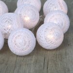 Guirlande lumineuse boules coton blanc 1, 5m - guirlande boule lumineuse led intrieure - guirlande 10 ...