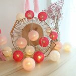 Guirlande lumineuse boule coton, interieur decoration nol deco, 3m 20er led globe light, fille, princesse, ...