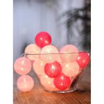 Guirlande lumineuse dext�rieur guirlande rose lumineuse coton boules batterie - 3. 3m 20 lumi�res led ...