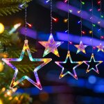 Guirlande lumineuse �toiles, 3. 5m �toiles rideau lumineux, 8 modes d'�clairage, decoration noel int�rieur ...