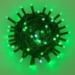 Guirlande lumineuse ettroit 100 led, 10 m, lumi�re verte, c�ble noir, ip65, extensible, effet flash blanc, ...
