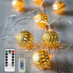 Guirlande lumineuse � led, 20 guirlandes marocaines � led 3m 8 modes dimmables avec t�l�commande, boules ...