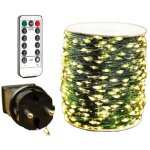 Guirlande lumineuse led 30m, 300 leds blanc chaud et fil vert, 8 modes pour sapin et d�corations de no�l ...