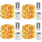 Guirlande lumineuse  pile, [lot de 4] 10m 100 leds fonction minuterie avec tlcommande ip65 etanche, ...
