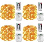 Guirlande lumineuse  pile, [lot de 4] 10m 100 leds fonction minuterie avec tlcommande ip65 etanche, ...