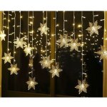 Guirlande lumineuse, rideau lumineux, 4m 96 leds lumi�res de no�l flocon de neige 8 modes d'eclairage, ...