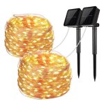 Guirlande lumineuse solaire 2 pi�ces, 10 m, 100 led, 8 modes, protection ip65, adapt�e aux arbres de ...