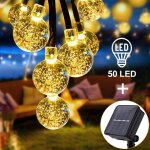 Guirlande lumineuse solaire, 7m / 23ft 50 led guirlande lumineuse boule de cristal impermable lumires ...