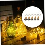 Guirlande lumineuse solaire pour bouteille avec bouchon en li�ge, 5 pi�ces de 1 m, 10 led (lumi�re chaude) ...