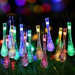 Guirlande lumineuse solaire �tanche en forme de goutte d'eau - 5 m�tres, 20 lumi�res, pour d�coration ...