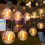 Guirlande lumineuse solaire d'ext�rieur de 15 m, 25 ampoules g40 et 1 ampoule g40, �tanche ip44, avec ...