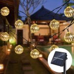 Guirlande lumineuse solaire d'ext�rieur - 5m - 20 leds marocaines - blanc chaud - 8 modes - ip65 - pour ...