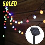 Guirlande lumineuse solaire exterieur, guirlande guinguette solaire 6. 9m 50 led �tanche ip44 avec 8 ...