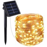 Guirlande lumineuse solaire skinny solar - 21, 50 m - 8 modes - 200 micro - led cuivre blanc chaud