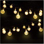 Guirlande solaire extrieure, 4. 5m 30 led guirlande lumineuse boules cristal avec 2 modes d'clairage ...