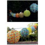 Guirlande solaire polka 10 lampions tissu couleur