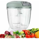 Hachoir manuel 5 secondes, 900 ml, hacher, d�couper, mixer, l�gumes, noix, oignons, lames en acier inoxydable, ...