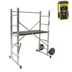 Hailo ? echafaudage de jardin aluminium ? hauteur de travail max. 2, 88m ? plateau 1, 00x0, 45m ? 2 roues ...