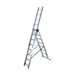 Echelle transformable 3 plans 3x8 chelons 5m / 5, 9m en aluminium hailo hobby