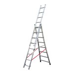 Hailo - echelle transformable base �vas�e 3 plans 3x8 �chelons 4, 8m / 5, 7m en alu premium