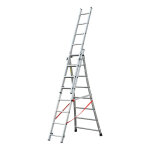 Hailo - echelle transformable pro 3 plans 3x8 échelons 4, 8m / 5, 7m en aluminium pro Hailo - echelle transformable pro 3 plans 3x8 échelons 4, 8m / 5, 7m en aluminium pro