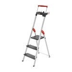 Hailo - escabeau de sécurité pliable en aluminium 3 marches larges l100 Hailo - escabeau de sécurité pliable en aluminium 3 marches larges l100