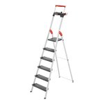 Hailo - escabeau de sécurité pliable en aluminium 6 marches larges l100 Hailo - escabeau de sécurité pliable en aluminium 6 marches larges l100