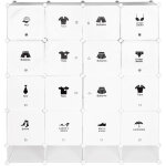 Haloyo - 16 cubes armoire �tag�re modulable en plastique blanc casiers penderies rangement armoire penderie ...