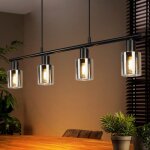 H�ngelampe 4 flammig pendelleuchte esstisch: vintage esstischlampe h�ngend schwarz industrial h�ngeleuchte ...